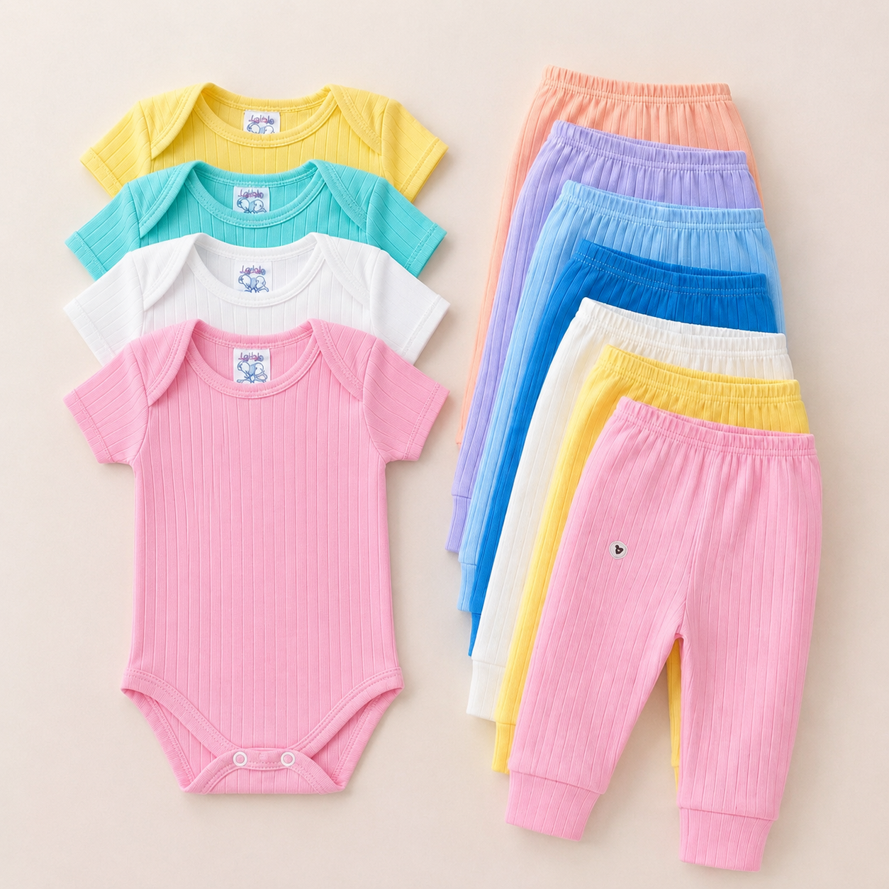 Kit 2 Body 2 Mijões Suedine Canelado Bebê Menino Menina Enxoval Body Manga Curta Macio Suave