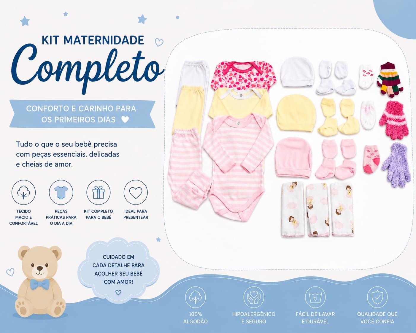 KIT MATERNIDADE C/ 24 PEÇAS - FEMININO
