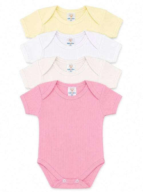 Kit 2 Body 2 Mijões Suedine Canelado Bebê Menino Menina Enxoval Body Manga Curta Macio Suave