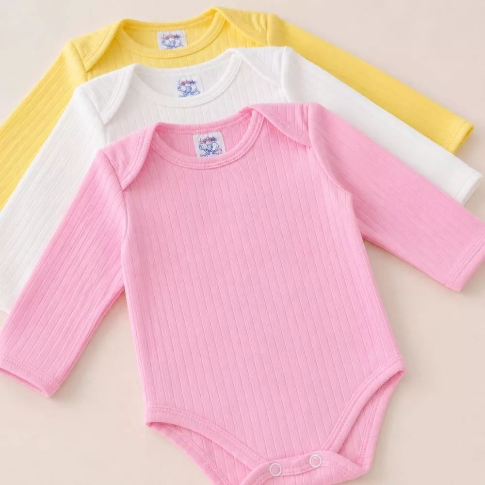 Conjunto 2 Bodys 2 Mijões Suedine Canelado Bebê Menino Menina RN Luxo Macio Toque Suave