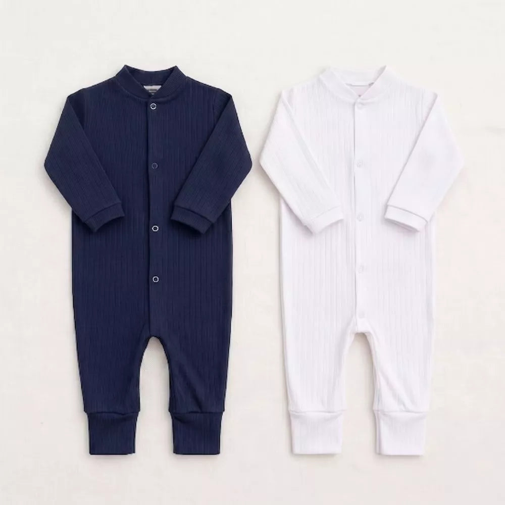 Macacão Canelado Bebê Kit 2 peças Enxoval RN Macio Toque Suave Menina Menino Cores Sortidas