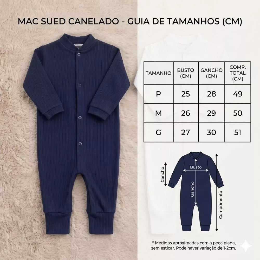 Macacão Canelado Bebê Kit 2 peças Enxoval RN Macio Toque Suave Menina Menino Cores Sortidas
